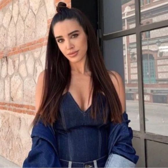 ZARA ZW DENIM CORSET WITH SLIT BLUE SIZE 2553/070/107/14 - Picture 2 of 4